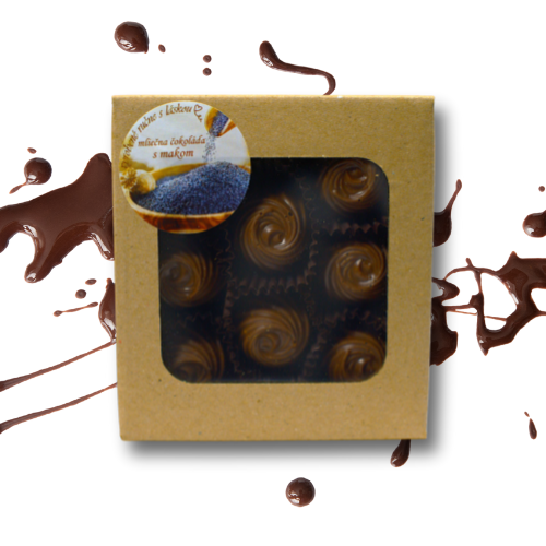 Makové pralinky z mliečnej čokolády s makovou plnkou