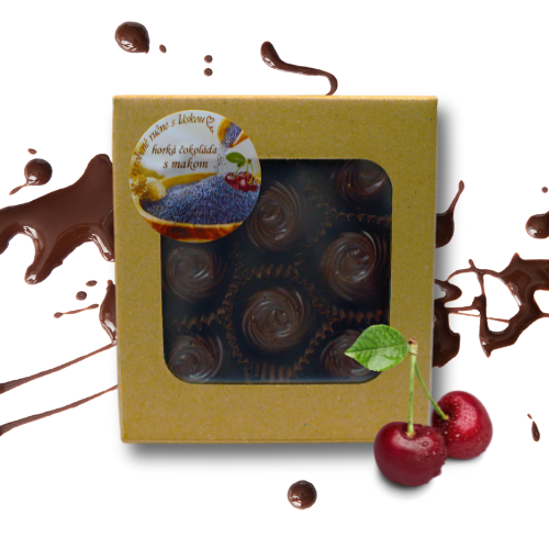 Makové pralinky z horkej čokolády s makovo-višňovou plnkou